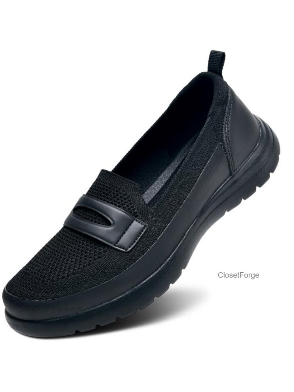 Women's Mesh Knit Slip On Loafers - Breathable Arch Support Walking Shoes